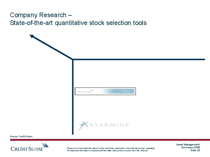 Company Research – State-of-the-art quantitative stock selection tools Source: Credit Suisse Please see “Important