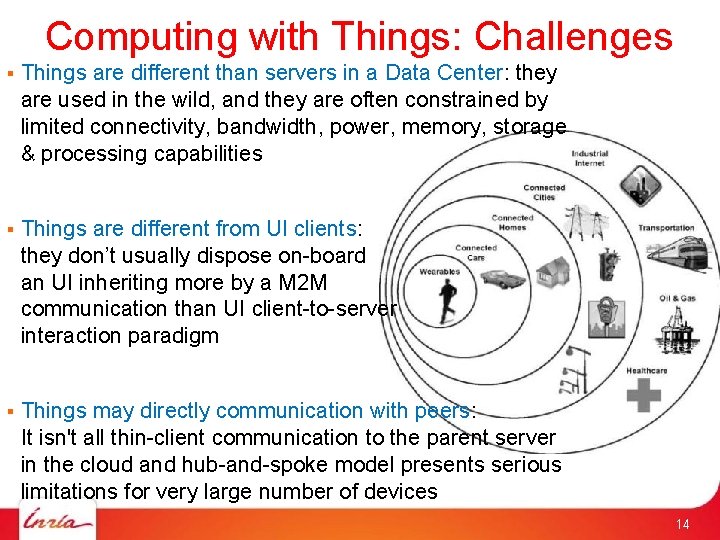 Computing with Things: Challenges Things are different than servers in a Data Center: they