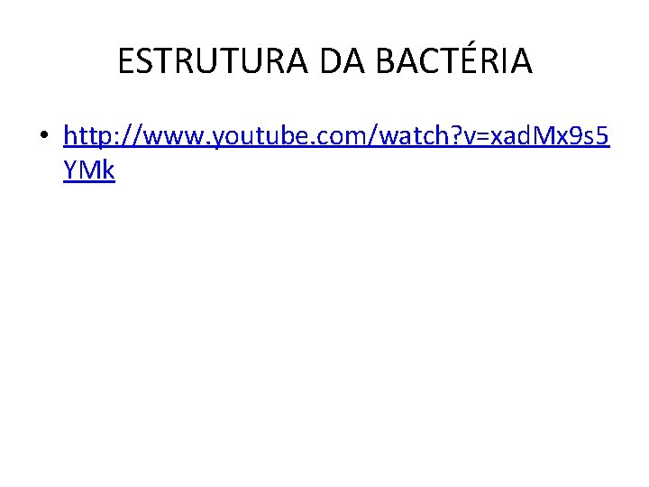 ESTRUTURA DA BACTÉRIA • http: //www. youtube. com/watch? v=xad. Mx 9 s 5 YMk