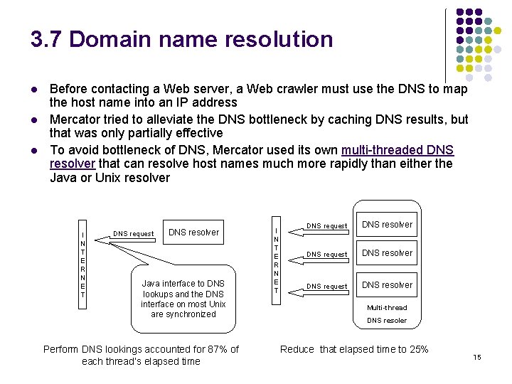 3. 7 Domain name resolution l l l Before contacting a Web server, a