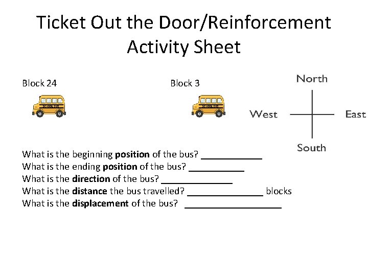 Ticket Out the Door/Reinforcement Activity Sheet Block 24 Block 3 What is the beginning