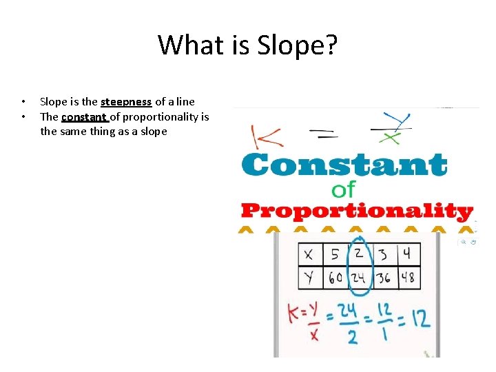 What is Slope? • • Slope is the steepness of a line The constant