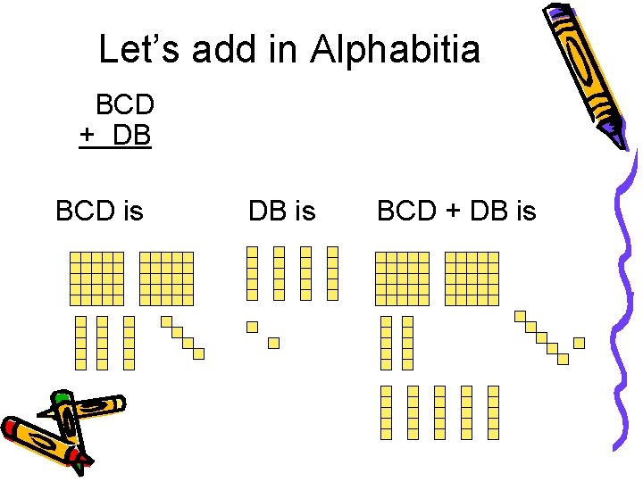 Let’s add in Alphabitia BCD + DB BCD is DB is BCD + DB