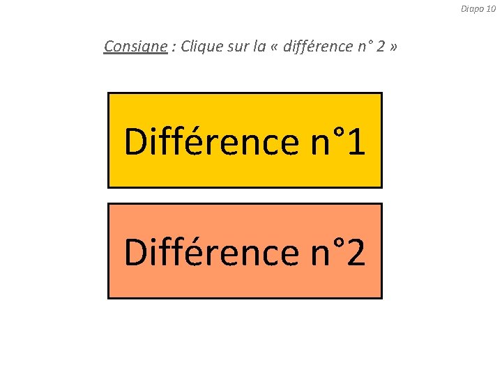 Diapo 10 Consigne : Clique sur la « différence n° 2 » Différence n°