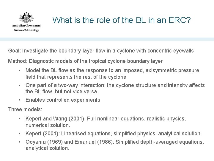 What is the role of the BL in an ERC? Goal: Investigate the boundary-layer