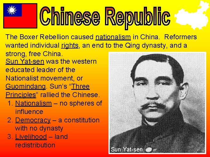 The Boxer Rebellion caused nationalism in China. Reformers wanted individual rights, an end to