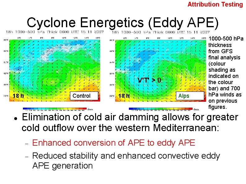 Attribution Testing Cyclone Energetics (Eddy APE) V'T' > 0 18 h Control 18 h