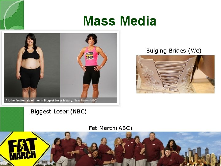 Mass Media Bulging Brides (We) Biggest Loser (NBC) Fat March(ABC) 