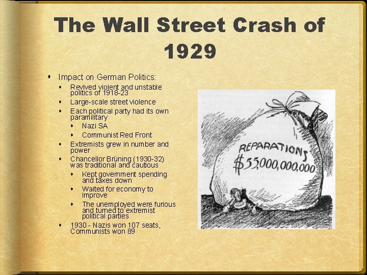 The Wall Street Crash of 1929 Impact on German Politics: Revived violent and unstable