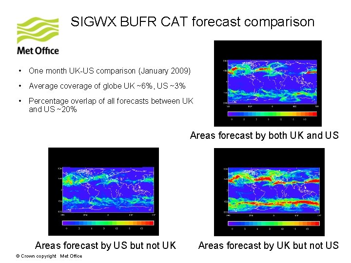 SIGWX BUFR CAT forecast comparison • One month UK-US comparison (January 2009) • Average