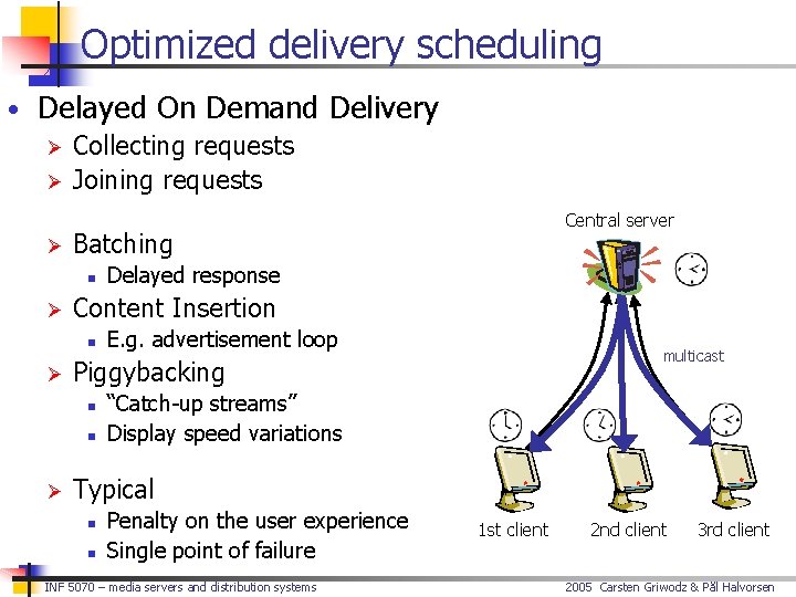 Optimized delivery scheduling • Delayed On Demand Delivery Ø Collecting requests Ø Joining requests