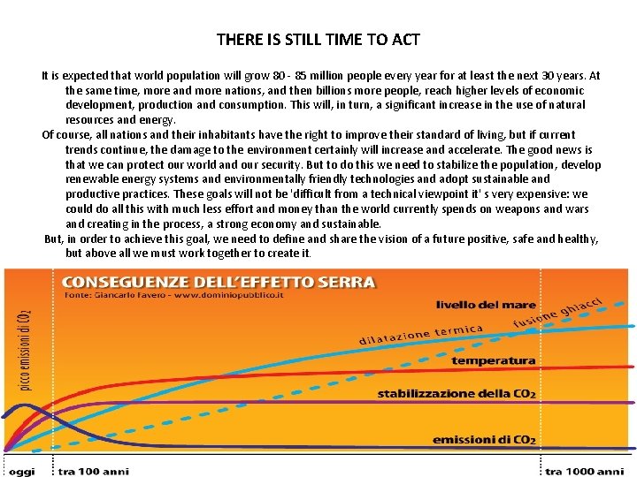 THERE IS STILL TIME TO ACT It is expected that world population will grow