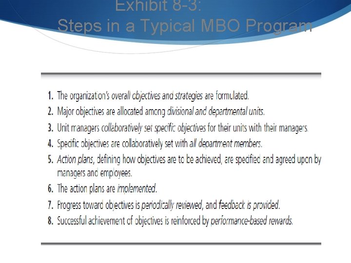 Exhibit 8 -3: Steps in a Typical MBO Program 