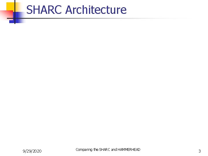 SHARC Architecture 9/29/2020 Comparing the SHARC and HAMMERHEAD 3 