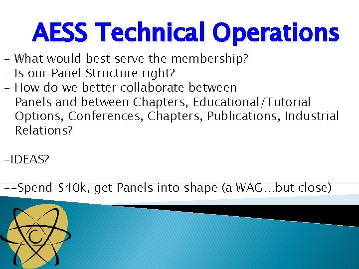 AESS Technical Operations - What would best serve the membership? - Is our Panel