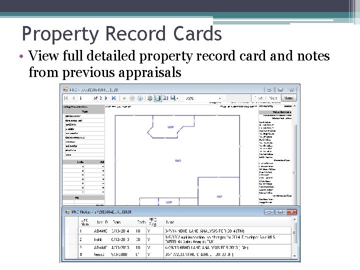 Property Record Cards • View full detailed property record card and notes from previous