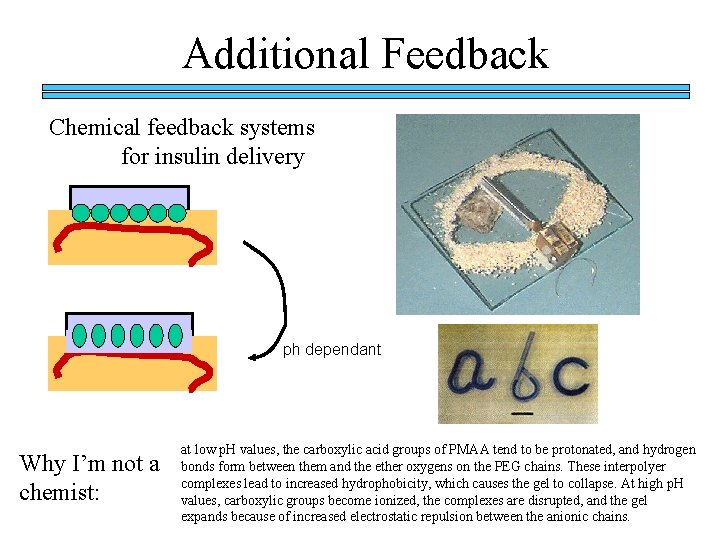 Additional Feedback Chemical feedback systems for insulin delivery ph dependant Why I’m not a