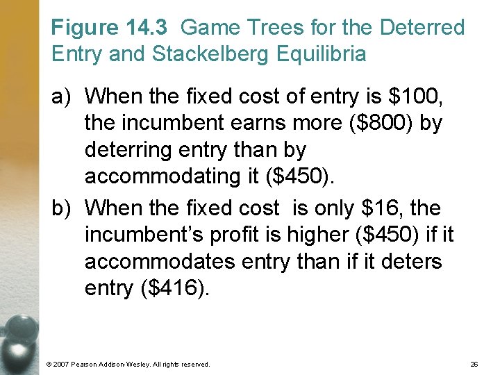 Figure 14. 3 Game Trees for the Deterred Entry and Stackelberg Equilibria a) When