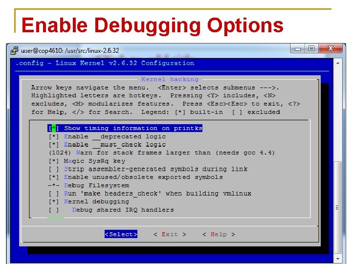 Enable Debugging Options 54 