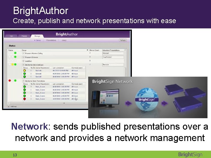 Bright. Author Create, publish and network presentations with ease Network: sends published presentations over