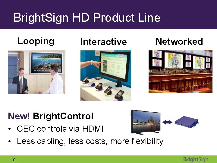 Bright. Sign HD Product Line Looping Interactive Networked New! Bright. Control • CEC controls