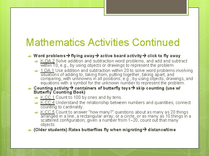 Mathematics Activities Continued Word problems flying away active board activity click to fly away