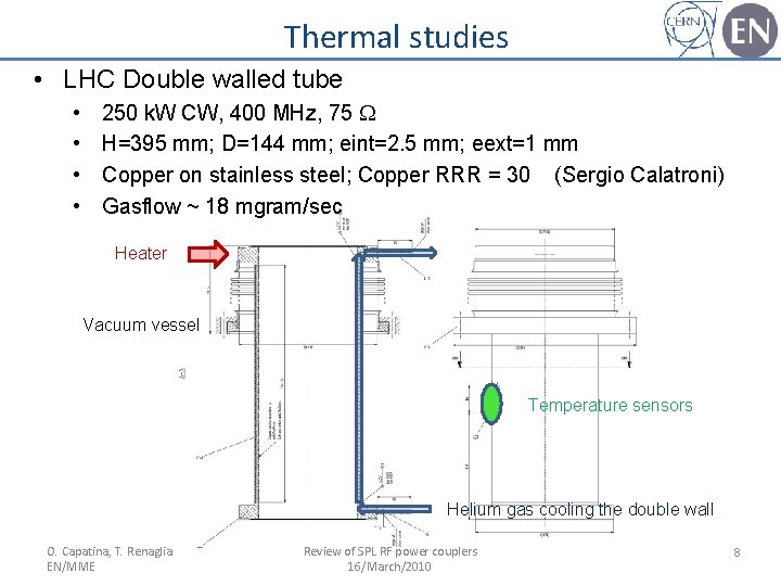 Thermal studies • LHC Double walled tube • • 250 k. W CW, 400