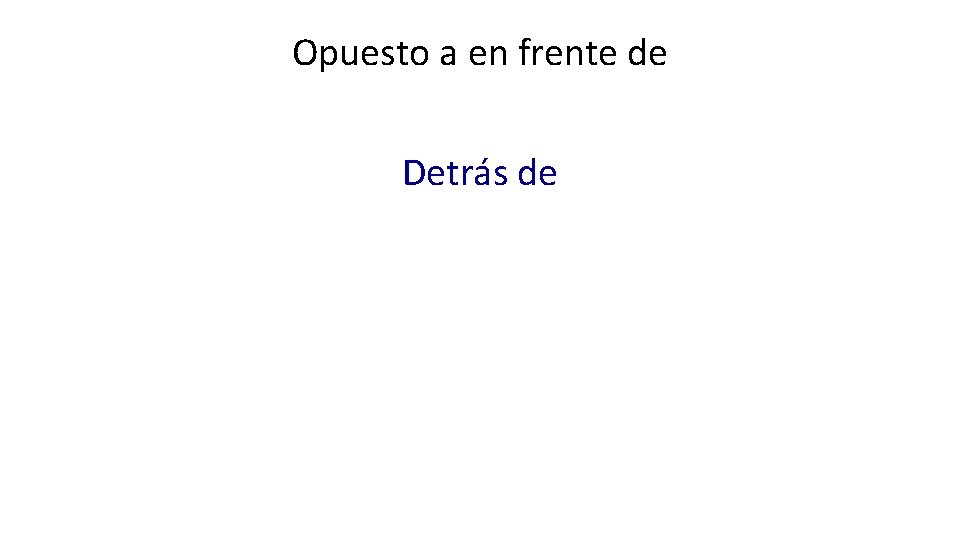 Opuesto a en frente de Detrás de 