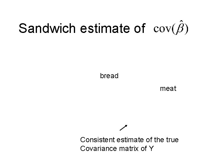 Sandwich estimate of bread meat Consistent estimate of the true Covariance matrix of Y