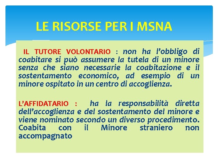 LE RISORSE PER I MSNA non ha l’obbligo di coabitare si può assumere la