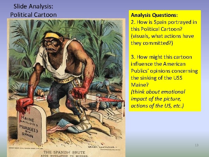 Slide Analysis: Political Cartoon Analysis Questions: 2. How is Spain portrayed in this Political
