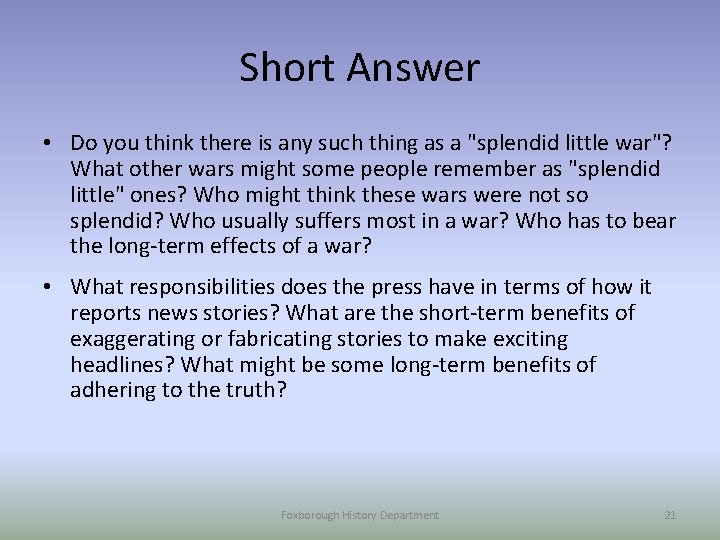 Short Answer • Do you think there is any such thing as a "splendid