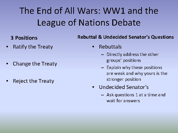 The End of All Wars: WW 1 and the League of Nations Debate 3