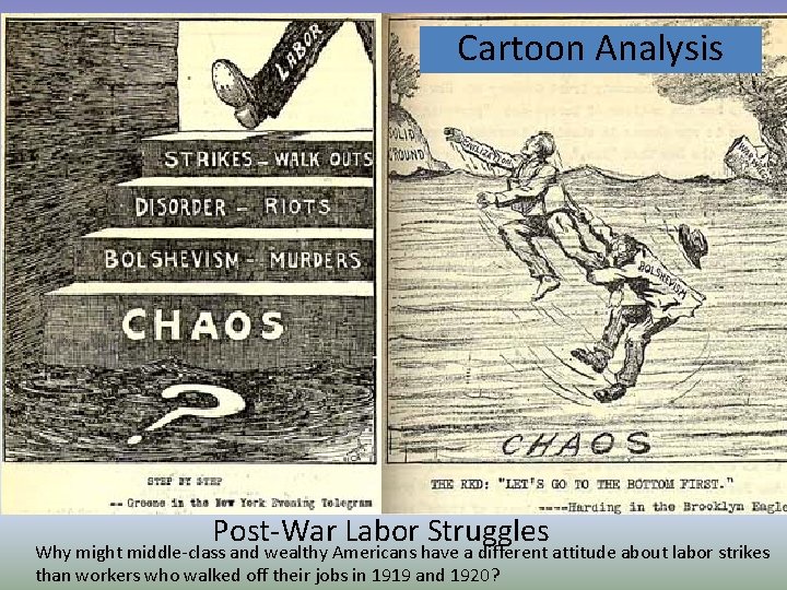 Cartoon Analysis Post-War Labor Struggles Why might middle-class and wealthy Americans have a different