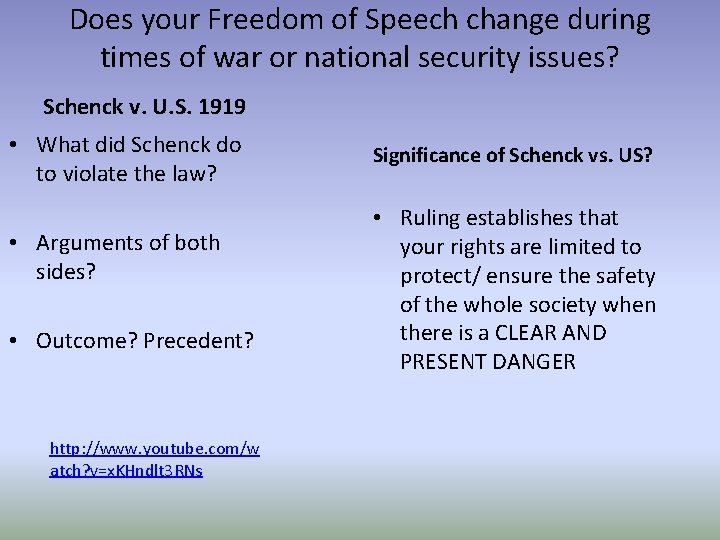 Does your Freedom of Speech change during times of war or national security issues?