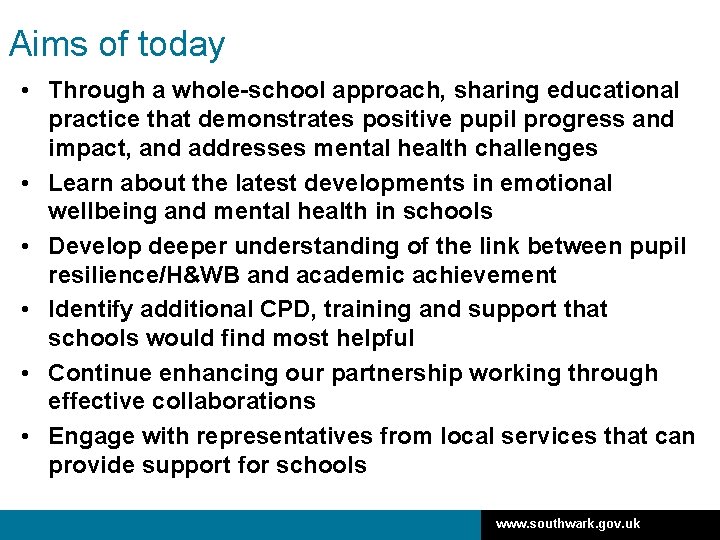 Aims of today • Through a whole-school approach, sharing educational practice that demonstrates positive