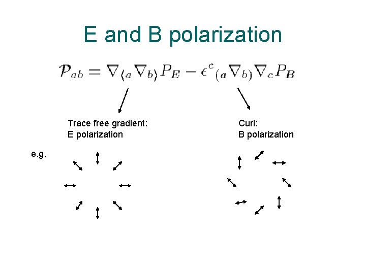 E and B polarization Trace free gradient: E polarization e. g. Curl: B polarization