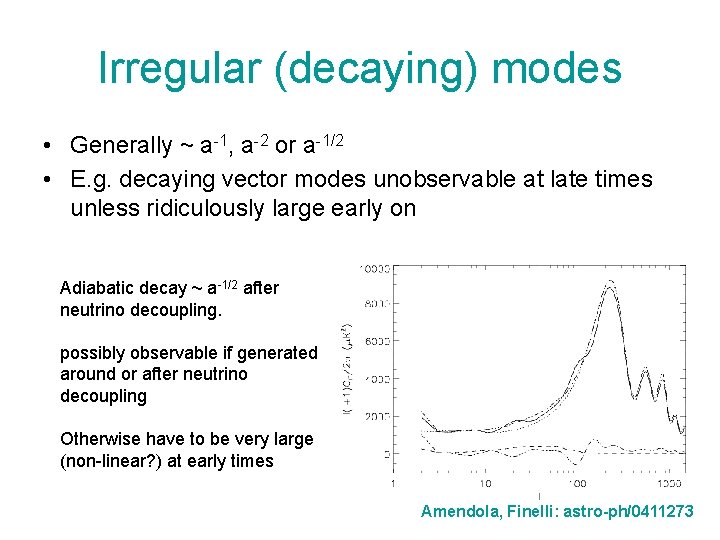 Irregular (decaying) modes • Generally ~ a-1, a-2 or a-1/2 • E. g. decaying