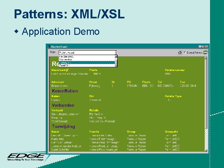 Patterns: XML/XSL w Application Demo 