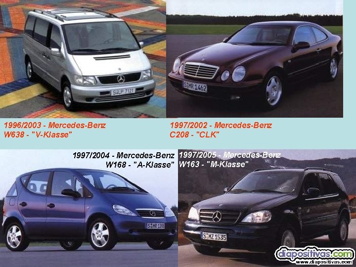 1996/2003 - Mercedes-Benz W 638 - "V-Klasse" 1997/2002 - Mercedes-Benz C 208 - "CLK"