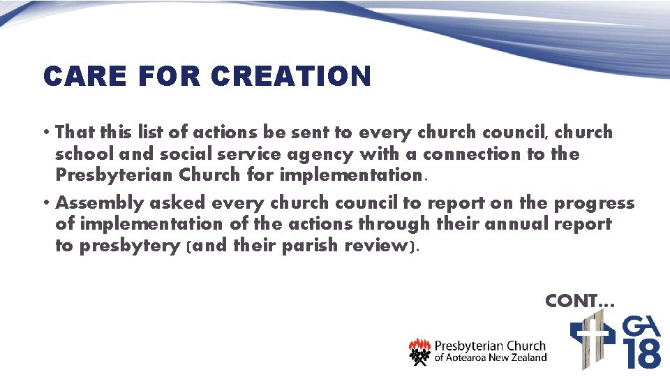 CARE FOR CREATION • That this list of actions be sent to every church