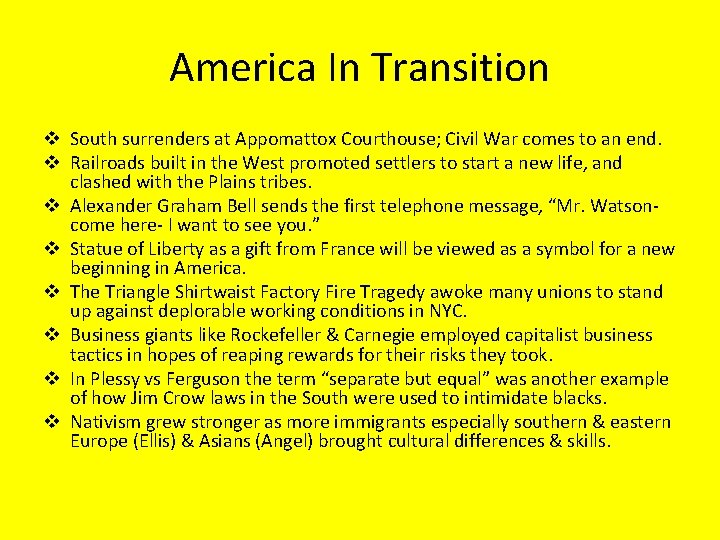 America In Transition v South surrenders at Appomattox Courthouse; Civil War comes to an