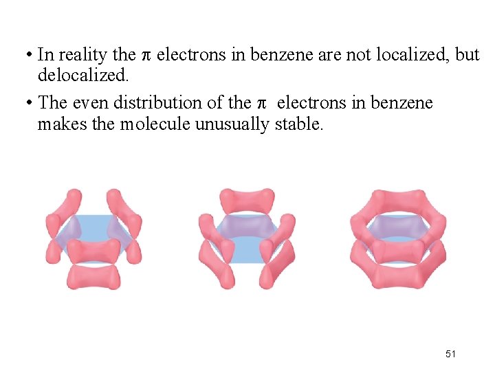  • In reality the electrons in benzene are not localized, but delocalized. •