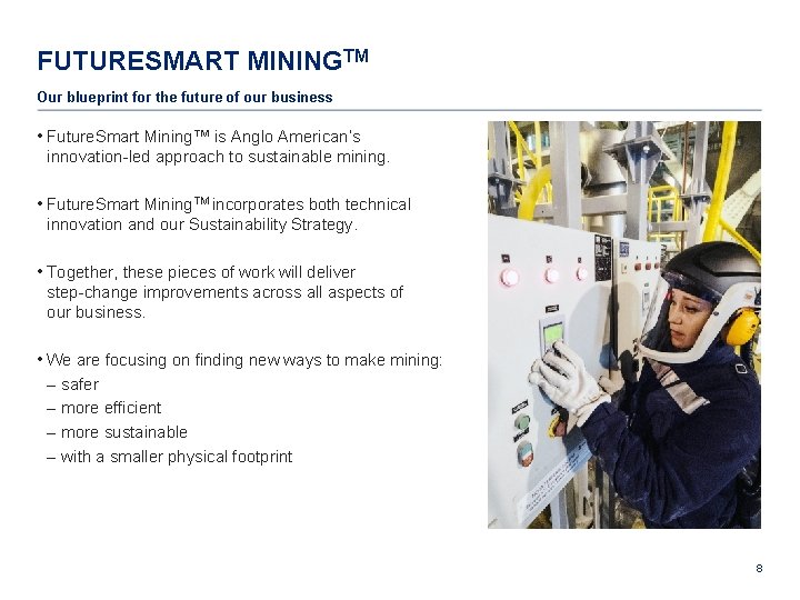 FUTURESMART MININGTM Our blueprint for the future of our business • Future. Smart Mining™
