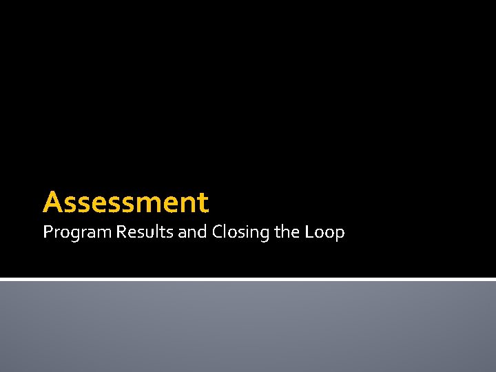 Assessment Program Results and Closing the Loop 