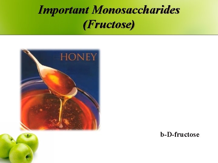 Important Monosaccharides (Fructose) b-D-fructose 