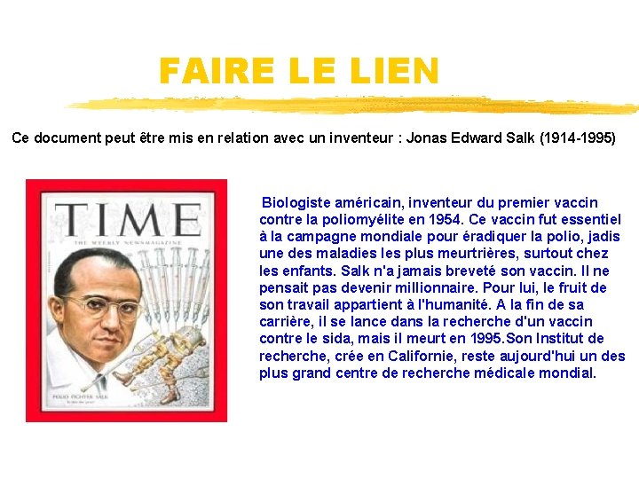 FAIRE LE LIEN Ce document peut être mis en relation avec un inventeur :