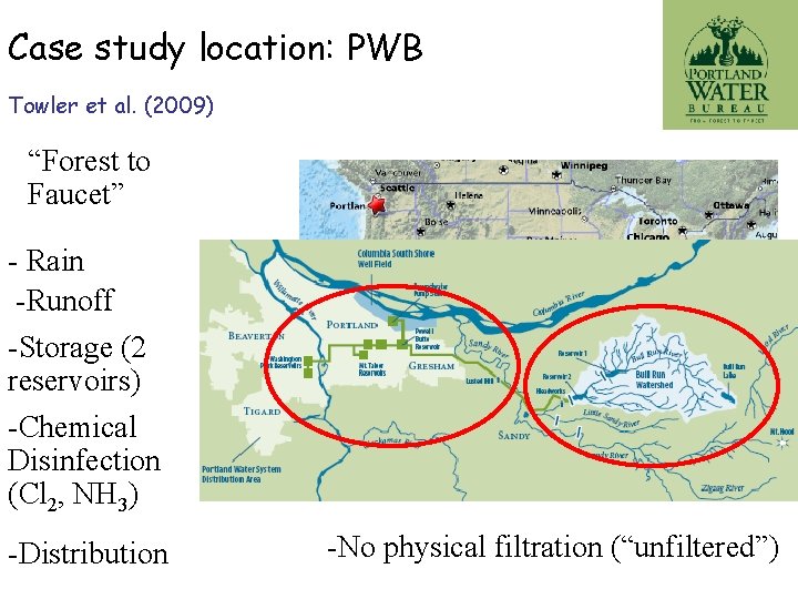 Case study location: PWB Towler et al. (2009) “Forest to Faucet” - Rain -Runoff