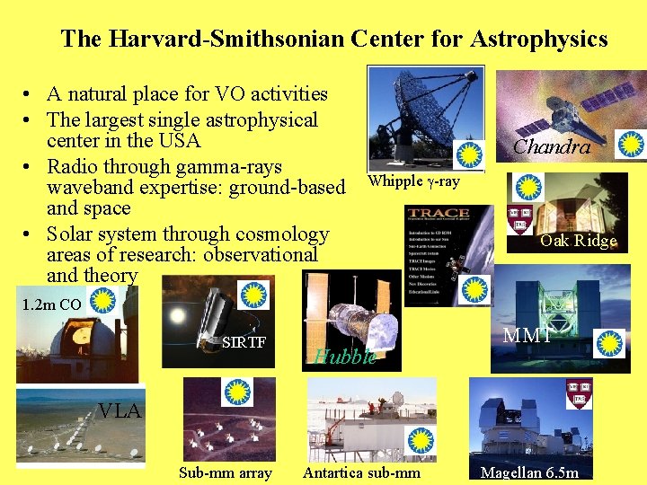 The Harvard-Smithsonian Center for Astrophysics • A natural place for VO activities • The