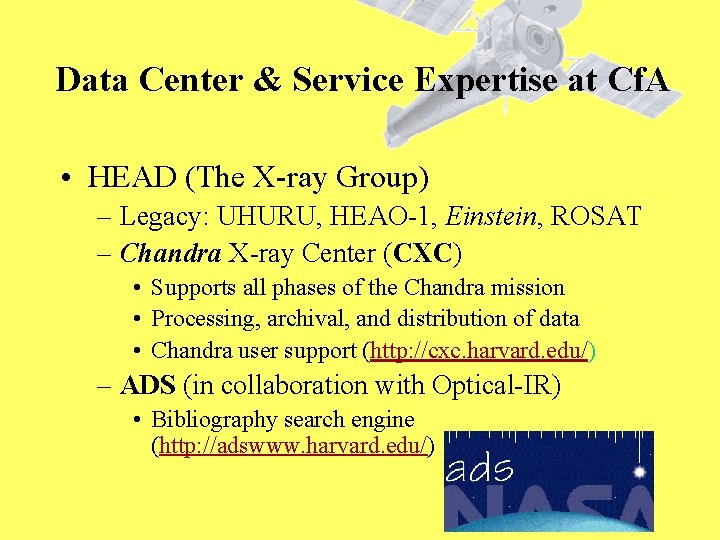 Data Center & Service Expertise at Cf. A • HEAD (The X-ray Group) –